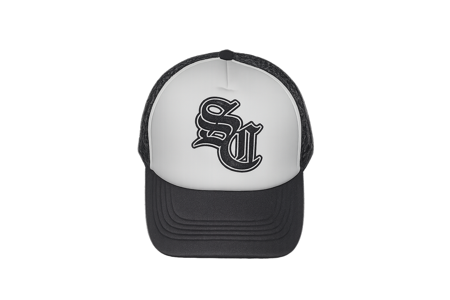 Black-White Old English Trucker