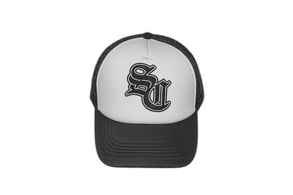 Black-White Old English Trucker